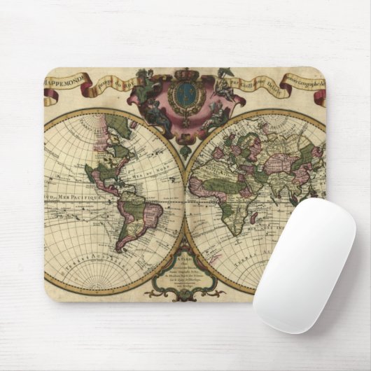 1720 Oude Wereldkaart Mousepad Muismat (Met muis)