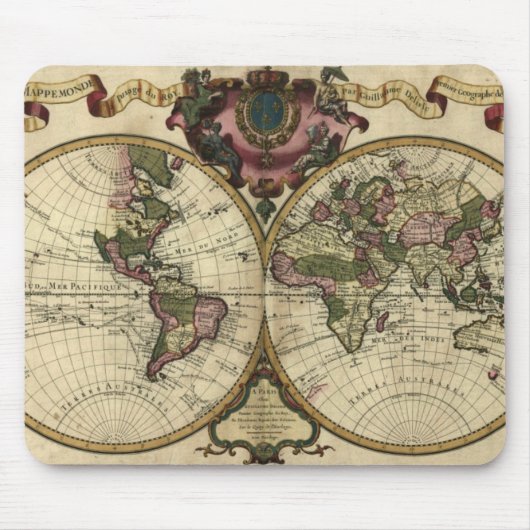 1720 Oude Wereldkaart Mousepad Muismat (Voorkant)