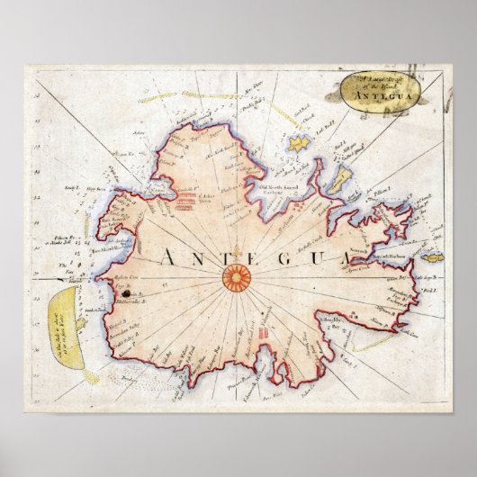 1721 Antigua-kaart Poster (Voorkant)