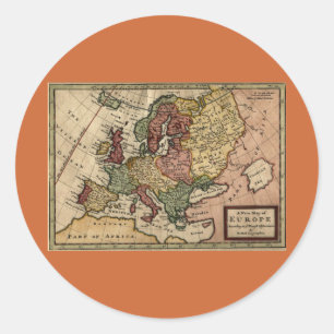 1721 Europese kaart Ronde Sticker