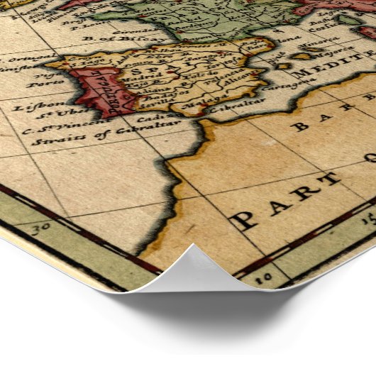 1721 Kaart van Europa Poster (Hoek)