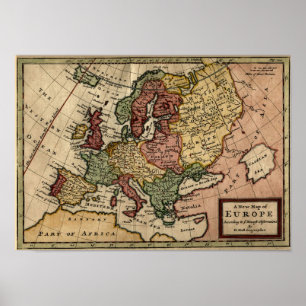 1721 Kaart van Europa Poster