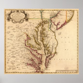1721 Kaart van Virginia en Maryland Poster (Voorkant)