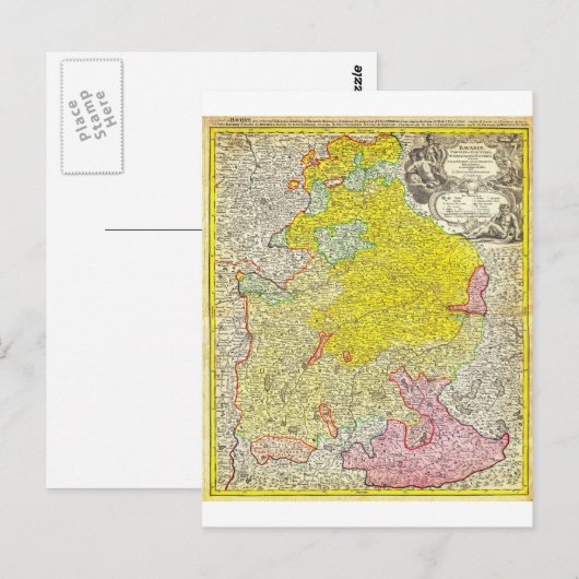 1728 Homann Map of Bavaria Germany Geographicus Briefkaart (Voorkant / Achterkant)