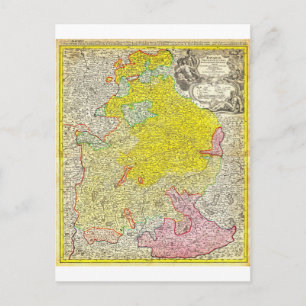 1728 Homann Map of Bavaria Germany Geographicus Briefkaart