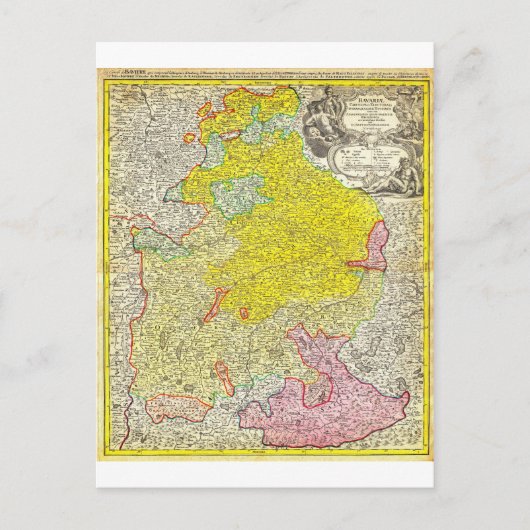 1728 Homann Map of Bavaria Germany Geographicus Briefkaart (Voorkant)