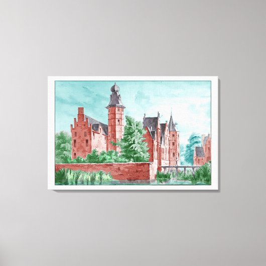 1729 A. de Haen Dutch Kasteel WESTERVELT  Canvas Afdruk (Voorkant)