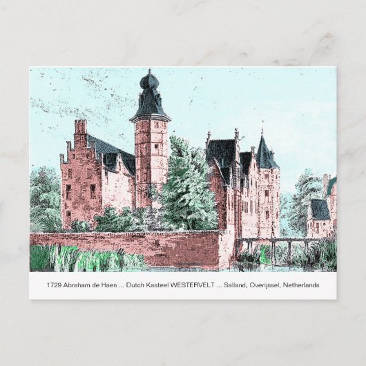 1729 A. de Haen Dutch Kasteel WESTERVELT Postcard Briefkaart (Voorkant)