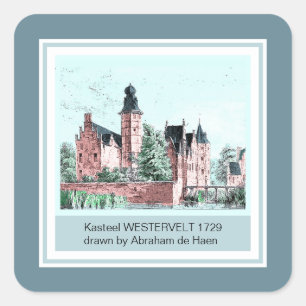 1729 A. de Haen Dutch Kasteel WESTERVELT Vierkante Sticker