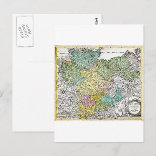 1730 Homann Map of Niedersaxond Berlin Lubeck H Briefkaart (Voorkant / Achterkant)