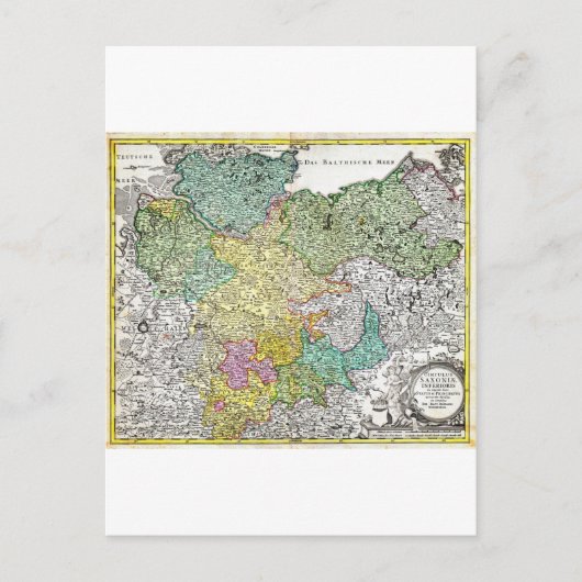 1730 Homann Map of Niedersaxond Berlin Lubeck H Briefkaart (Voorkant)