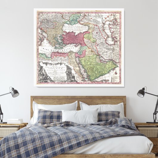 1730 Seuter Map of Turkey (Ottomaans Rijk) Canvas Afdruk (Insitu (Slaapkamer))
