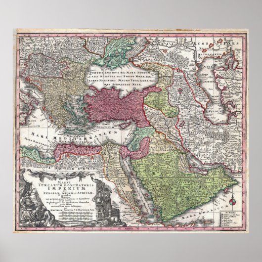 1730 Seuter Map of Turkey (Ottomaans Rijk) Poster (Voorkant)