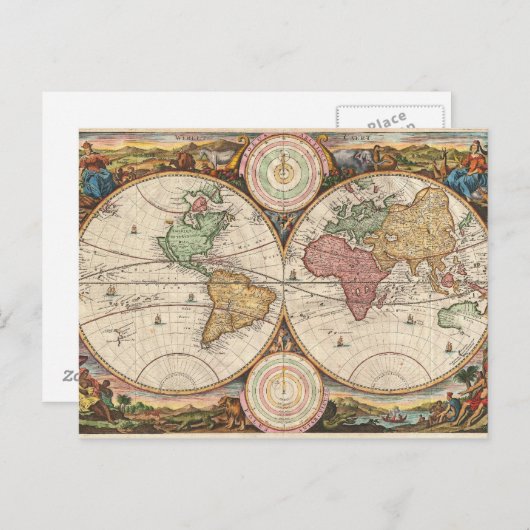 1730 Stadskaart Briefkaart (Voorkant / Achterkant)