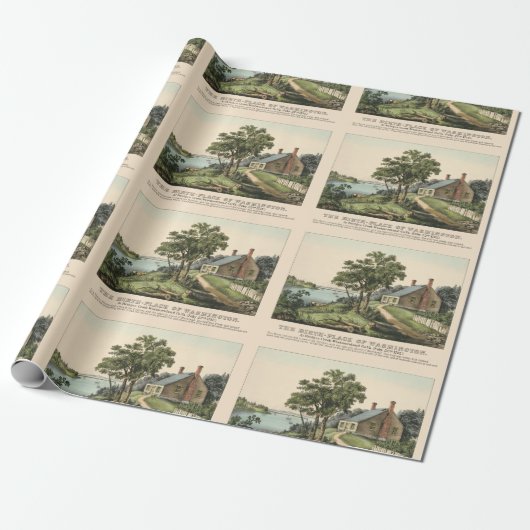  1732 George Washington Birthplace Pattern Cadeaupapier (Uitgerold)