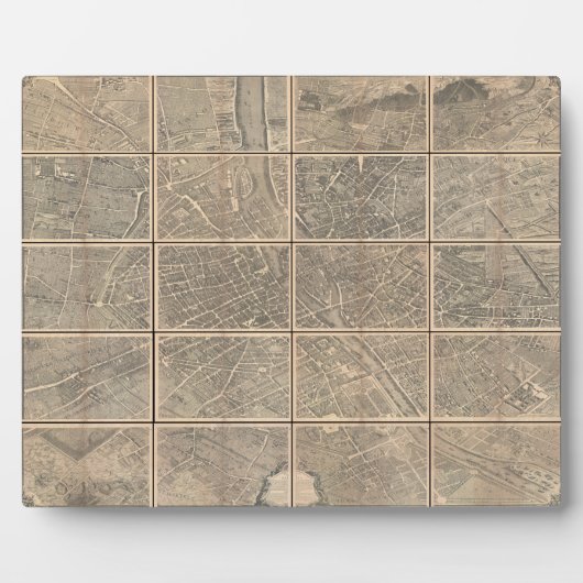 1739 Turgot Uitzicht and Map of Paris France Brete Fotoplaat (Voorkant)