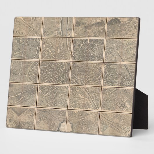 1739 Turgot Uitzicht and Map of Paris France Brete Fotoplaat (Zijkant)