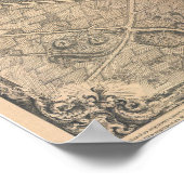 1739 Turgot Uitzicht and Map of Paris France Brete Poster (Hoek)