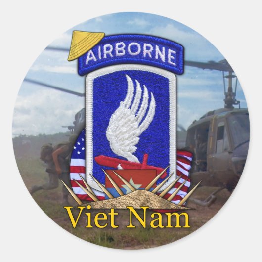 173e ABN Luchtlandingsbrigade Vietnam Oorlog Ronde Sticker (Voorkant)