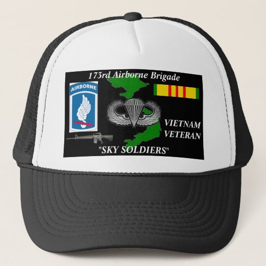 173e AireBorne Brigade Vietnam Veteraan Ball Pette Trucker Pet (Voorkant)
