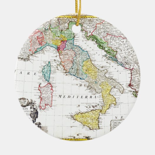 1742 Homann Heirs Map of Italy Geographicus Keramisch Ornament (Voorkant)