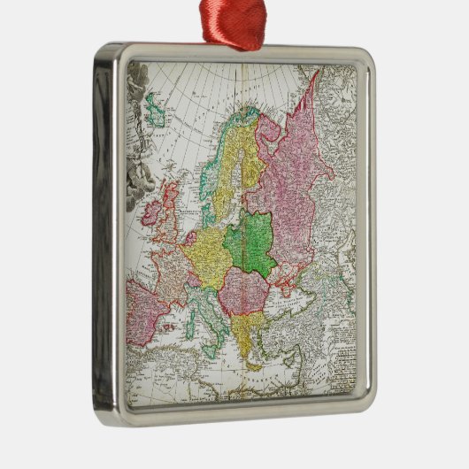 1743 Homann Heirs Haas Map of Europe Geographi Metalen Ornament (Rechts)