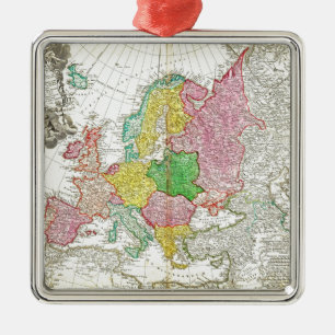 1743 Homann Heirs Haas Map of Europe Geographi Metalen Ornament