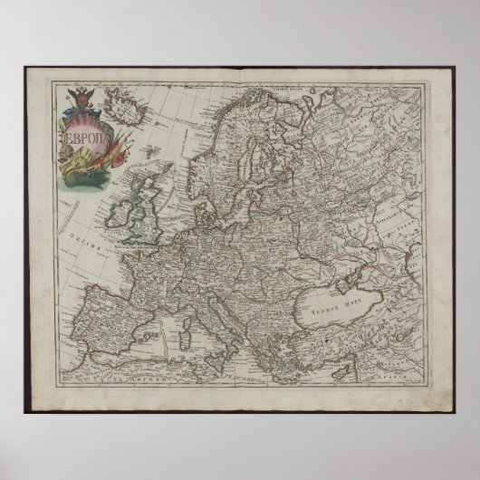 1745 Russische Academy Map of Europe Poster (Voorkant)