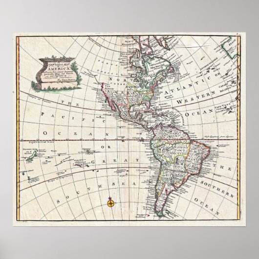1747 Bowen Map of North America and South America Poster (Voorkant)