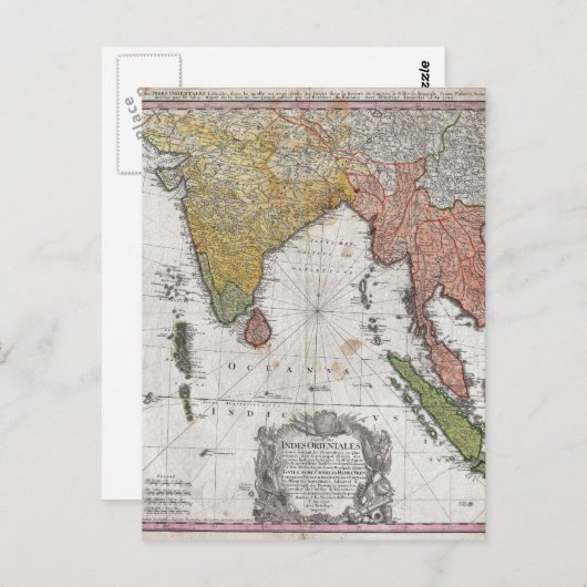 1748 Homann Heirs Map of India and Southeast Asia Briefkaart (Voorkant / Achterkant)