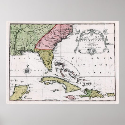 1755 Carolina en Florida en de Bahamaanse eilanden Poster (Voorkant)