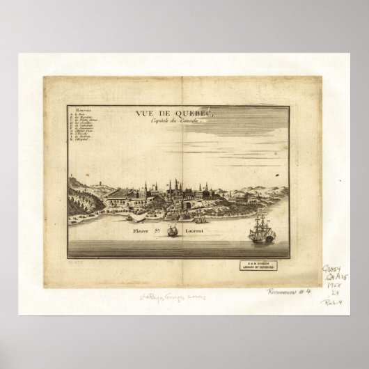 1755 St. Laurent Montreal Quebec Panoramic Map Poster (Voorkant)