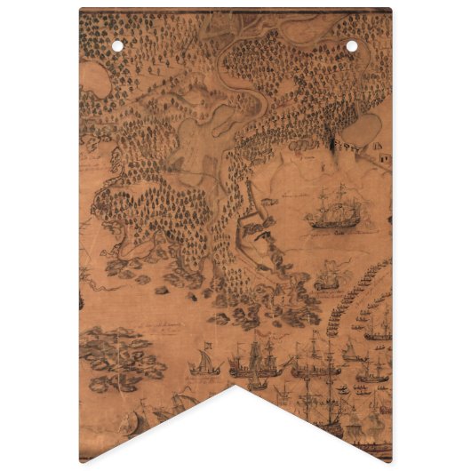 1758 Cape Breton Antiek kaart Vlaggetjes (Tweede vlag)