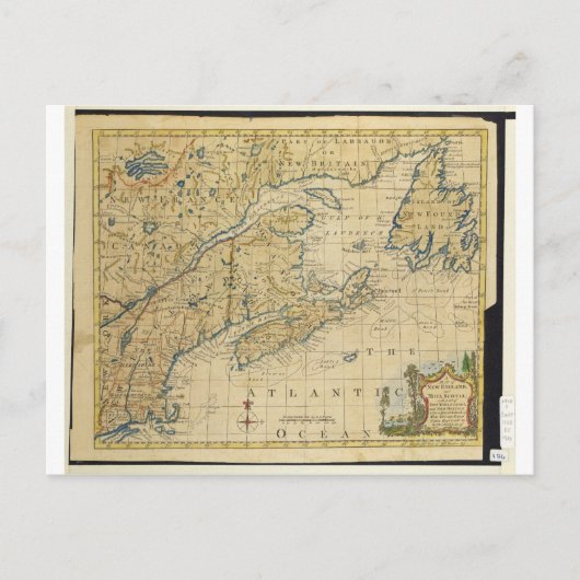 1758 New England & Nova Scotia Map Thomas Kitchin Briefkaart (Voorkant)