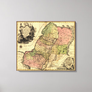 1759 kaart van oud Israël met de 12 stammen Canvas Afdruk