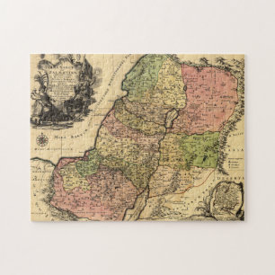 1759 kaart van oud Israël met de 12 stammen Legpuzzel