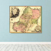 1759 kaart van oud Israël met de twaalf stammen Canvas Afdruk (Insitu (Houten vloer))