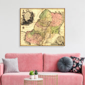 1759 kaart van oud Israël met de twaalf stammen Canvas Afdruk (Insitu (Woonkamer))