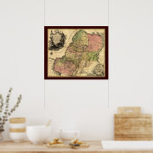 1759 kaart van oud Israël met de twaalf stammen Poster (Keuken)