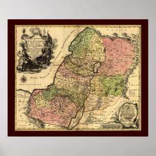 1759 kaart van oud Israël met de twaalf stammen Poster