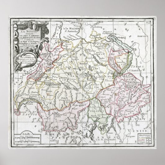 1764 La Suisse-kaart Poster (Voorkant)