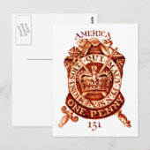 1765 Amerikaanse belastingstempel Briefkaart (Voorkant / Achterkant)