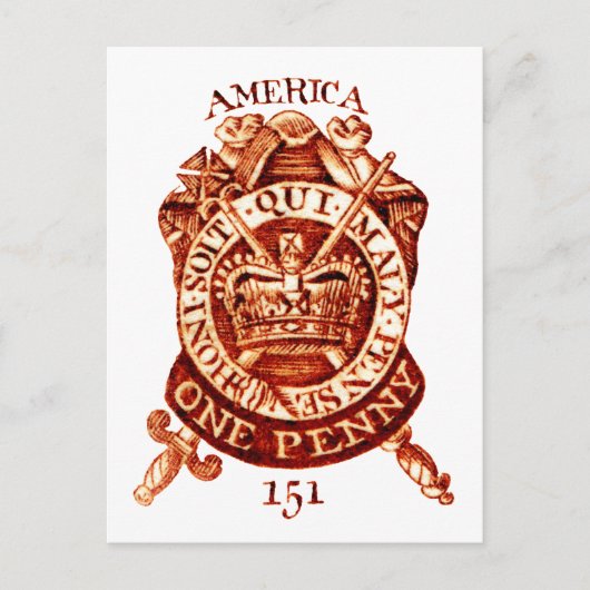 1765 Amerikaanse belastingstempel Briefkaart (Voorkant)