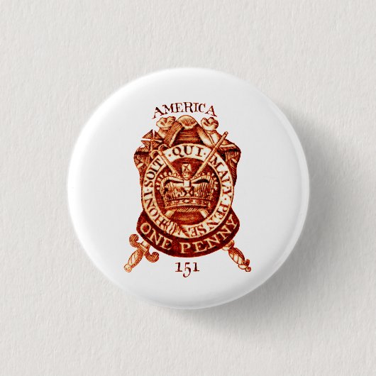 1765 Amerikaanse belastingstempel Ronde Button 3,2 Cm (Voorkant)