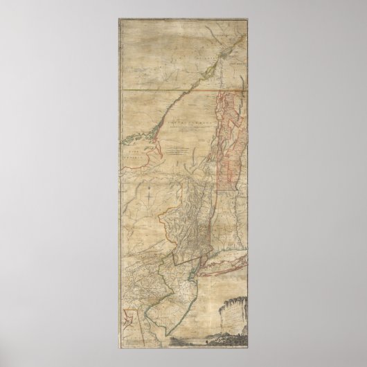 1768 Jeffreys Map of New York and New Jersey Poster (Voorkant)