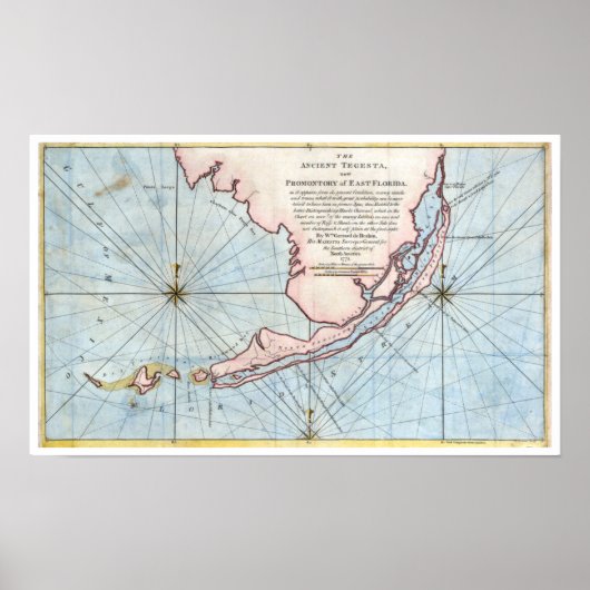 1772 Southern Florida Map Poster (Voorkant)
