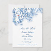 1774 Inn Phippsburg Maine Elegante Navy Bruiloft Save The Date (Voorkant)