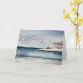 1774 Seagulls op Sandy Beach Sympathikaart Kaart (Gele Bloem)