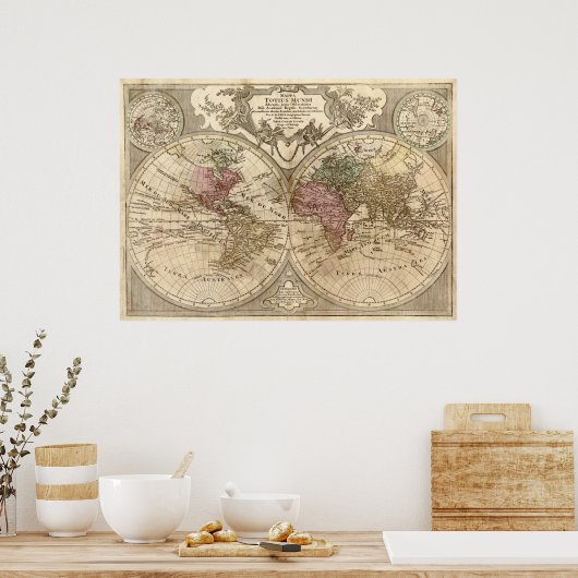 1775 Kaart van de wereld Poster (Keuken)