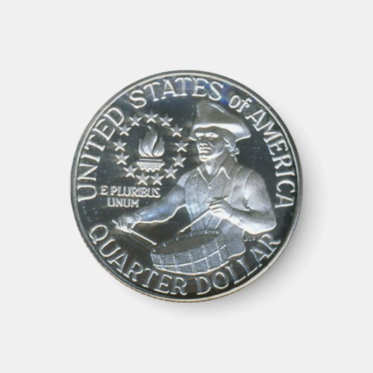 1776-1976 Bicentennial Drummer Quarter Dollar Magneet (Voorkant)
